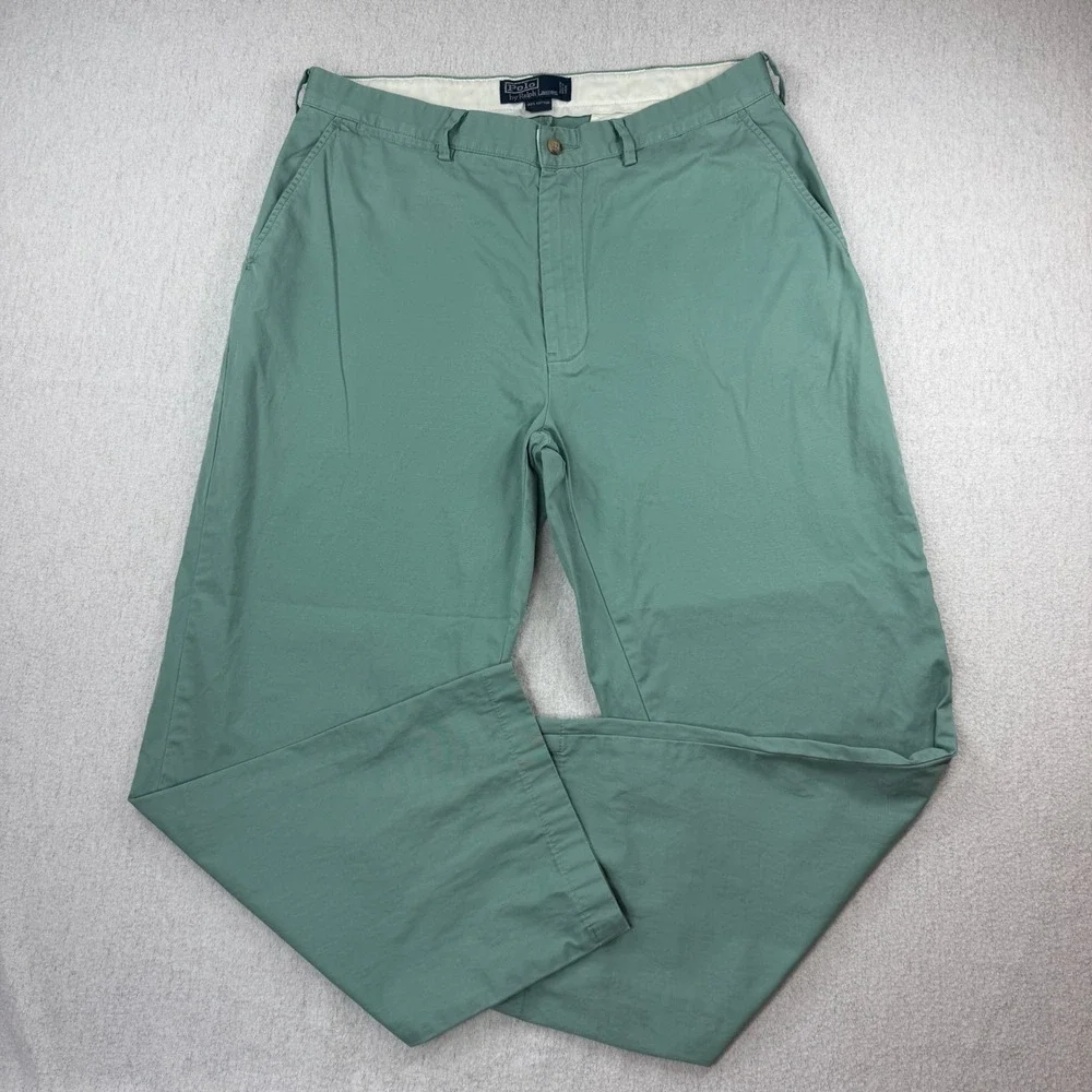 VTG Y2K Polo Ralph Lauren Mens Classic Fit Chino Pants Sage Green 34x27 Cotton